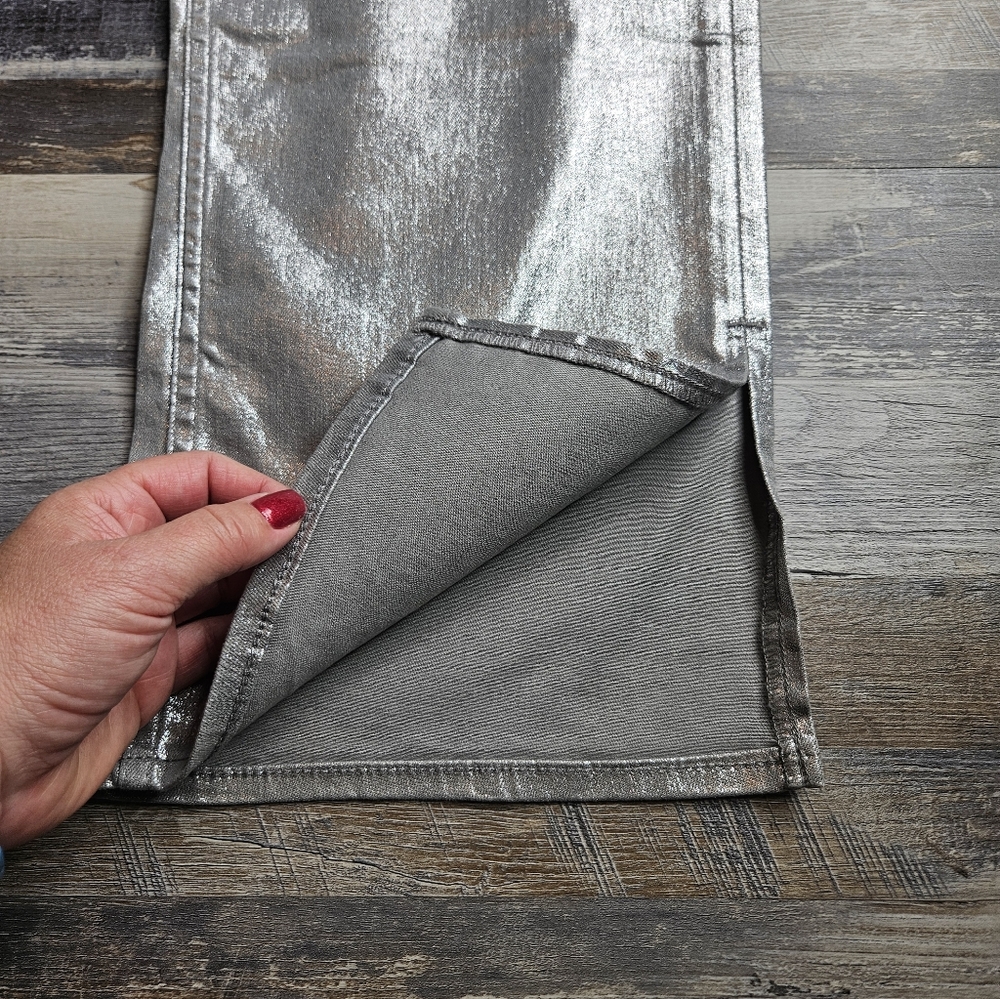 Gap NEW Mid Rise 90s Loose Silver Metallic Straight Leg Pants 30 Tall - Picture 8 of 12
